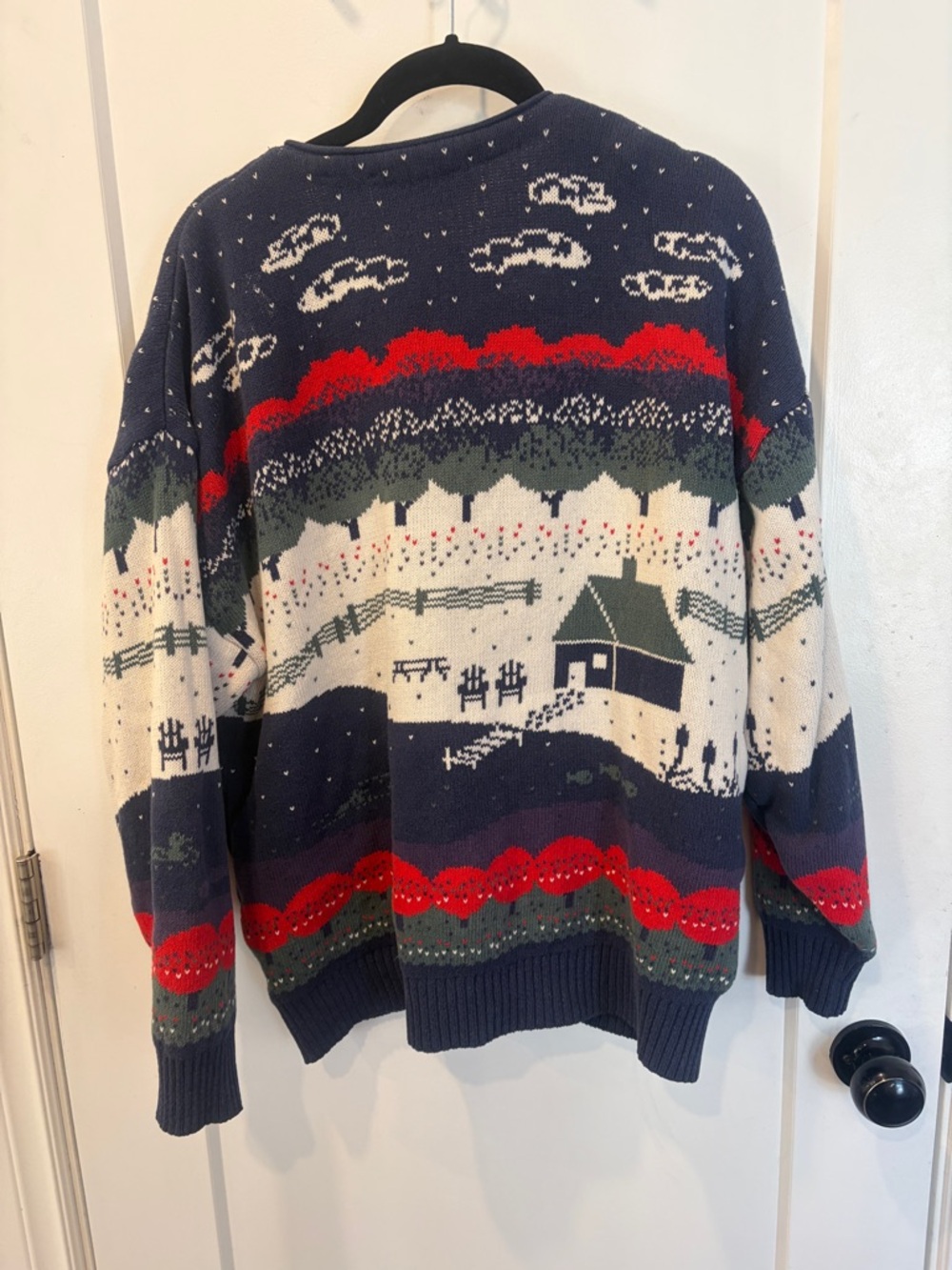 1990s Northern Reflections Navy, Cream & Red Fair Isle Village Cardigan - Picture 3 of 13